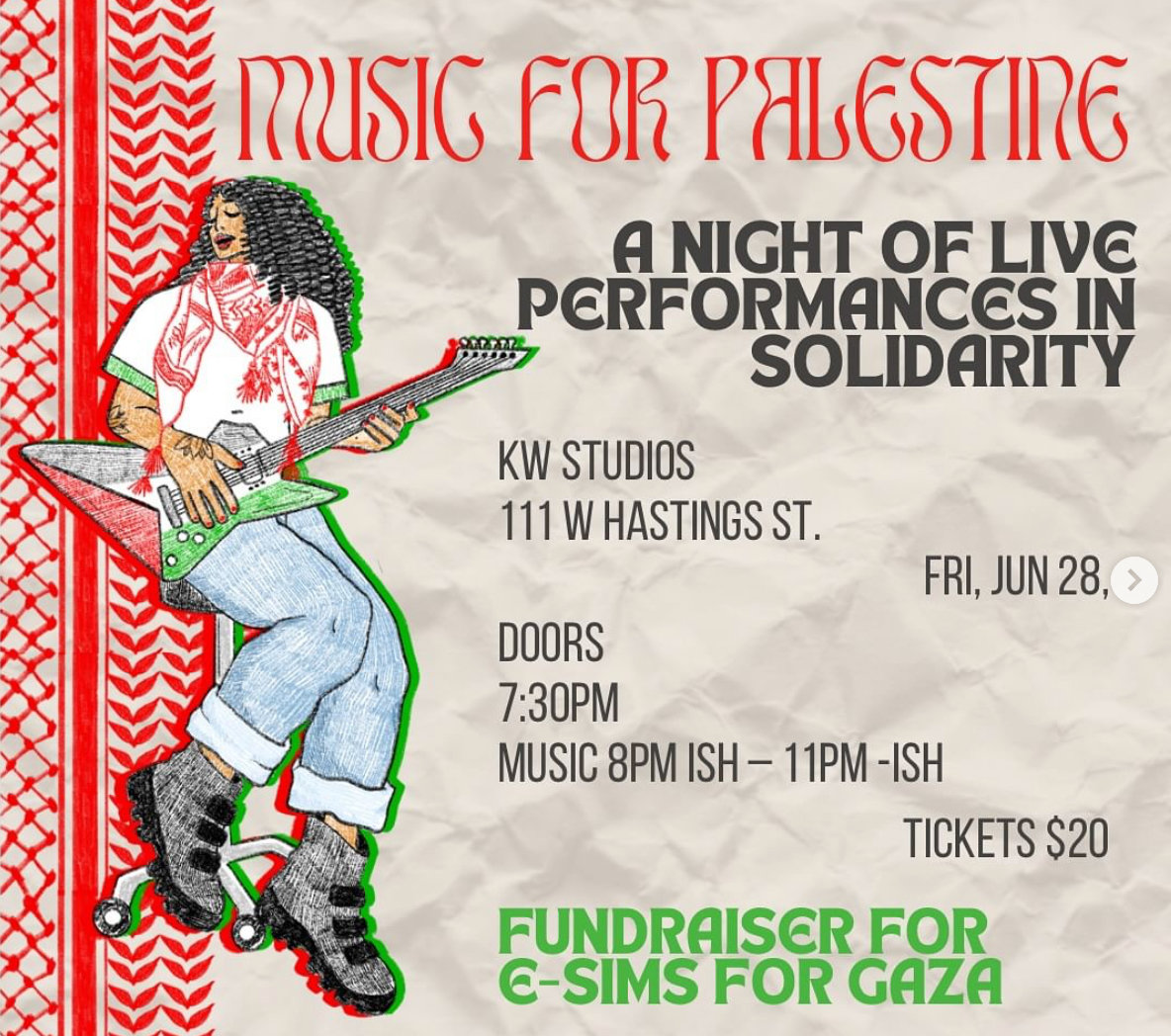 a night of live performances in solidarity poster